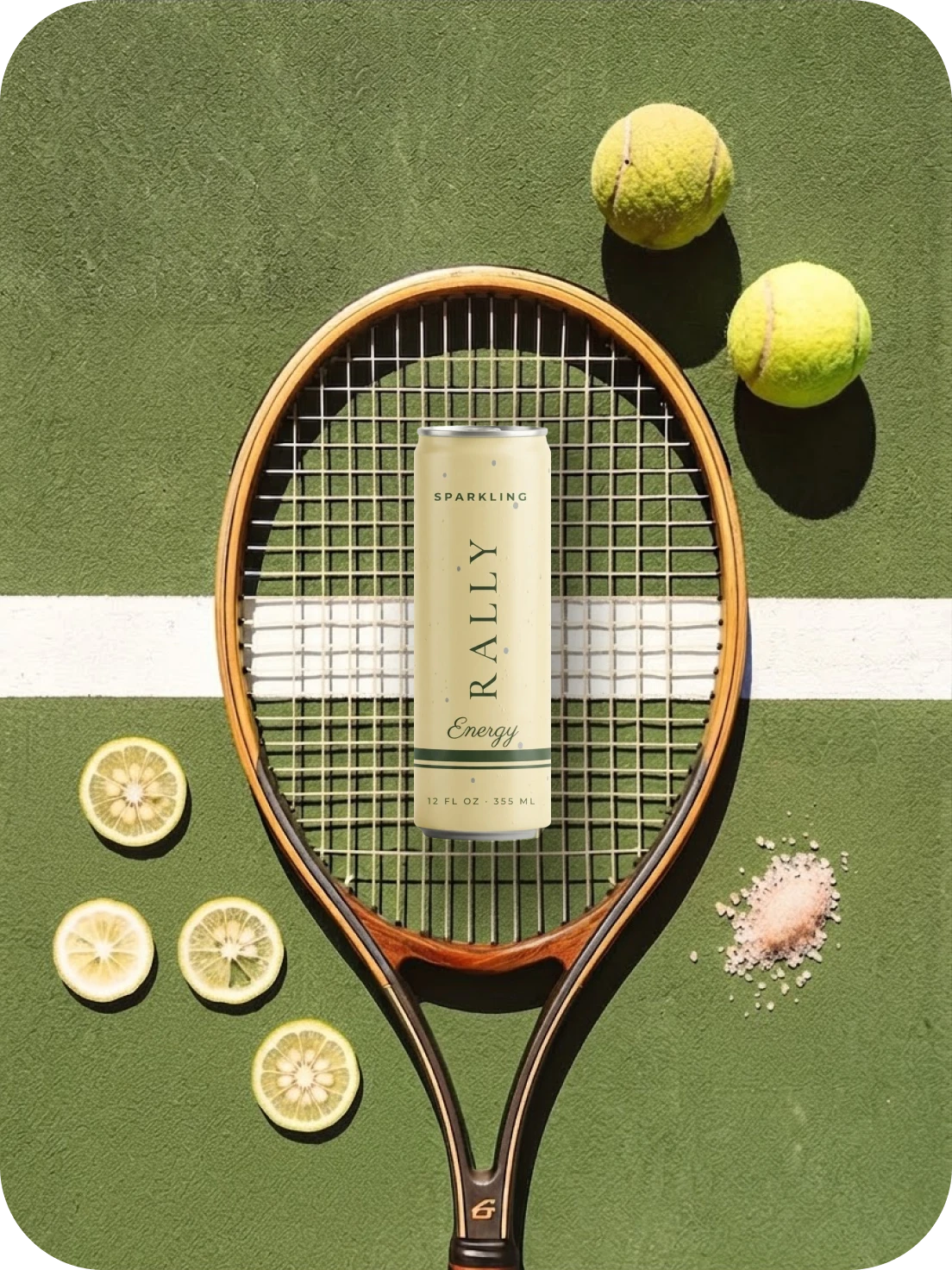 RALLY Energy on a racket with yuzu + sea salt